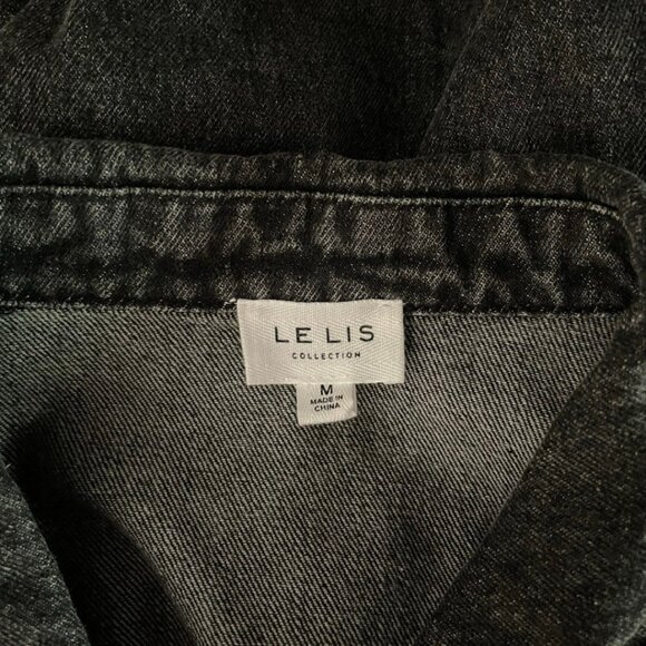 Le Lis Tassel Denim Jacket M | Black Wash Rhinestone Chain Fringe Cotton Western - Picture 13 of 16